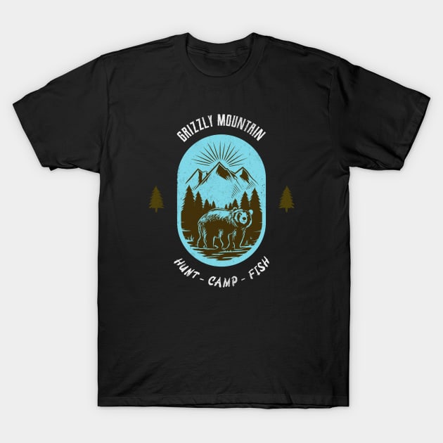 Grizzly Mountain Hunt Camp Fish - Blue V2 T-Shirt by Tip Top Tee's